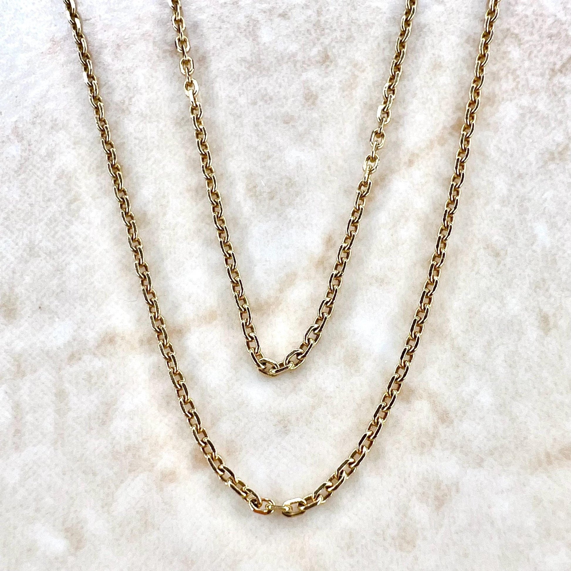 Vintage 18 Karat Yellow Gold 16.75 - Inch Cable Chain Necklace - WeilJewelry