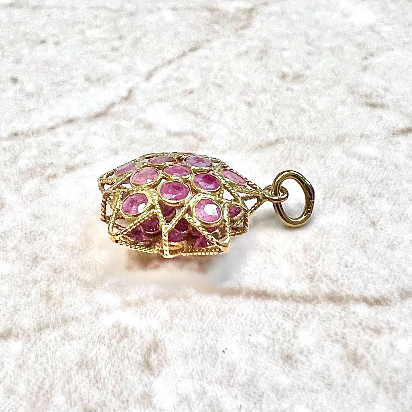 Vintage 18 Karat Yellow Gold Natural Ruby Star Pendant - WeilJewelry