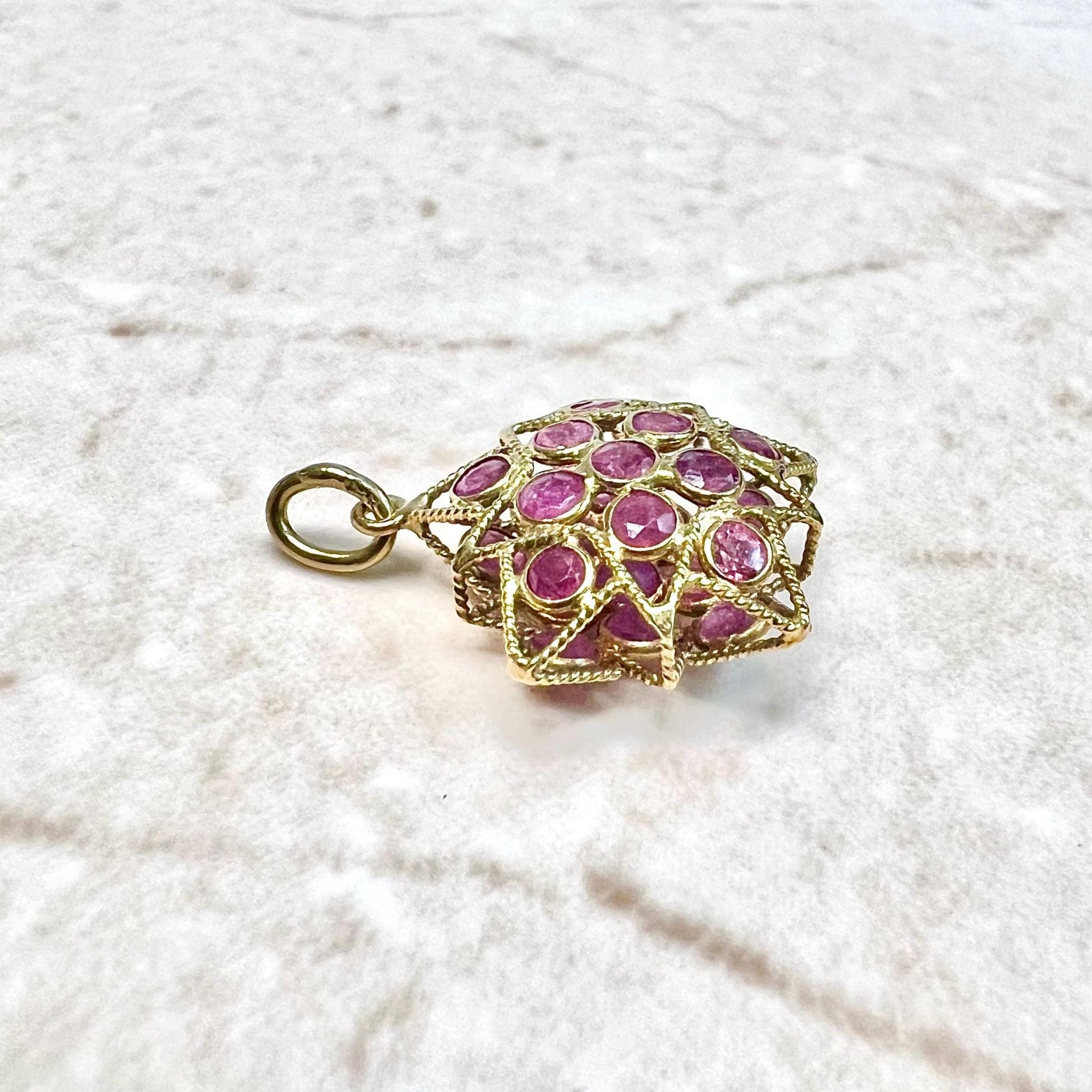 Vintage 18 Karat Yellow Gold Natural Ruby Star Pendant - WeilJewelry