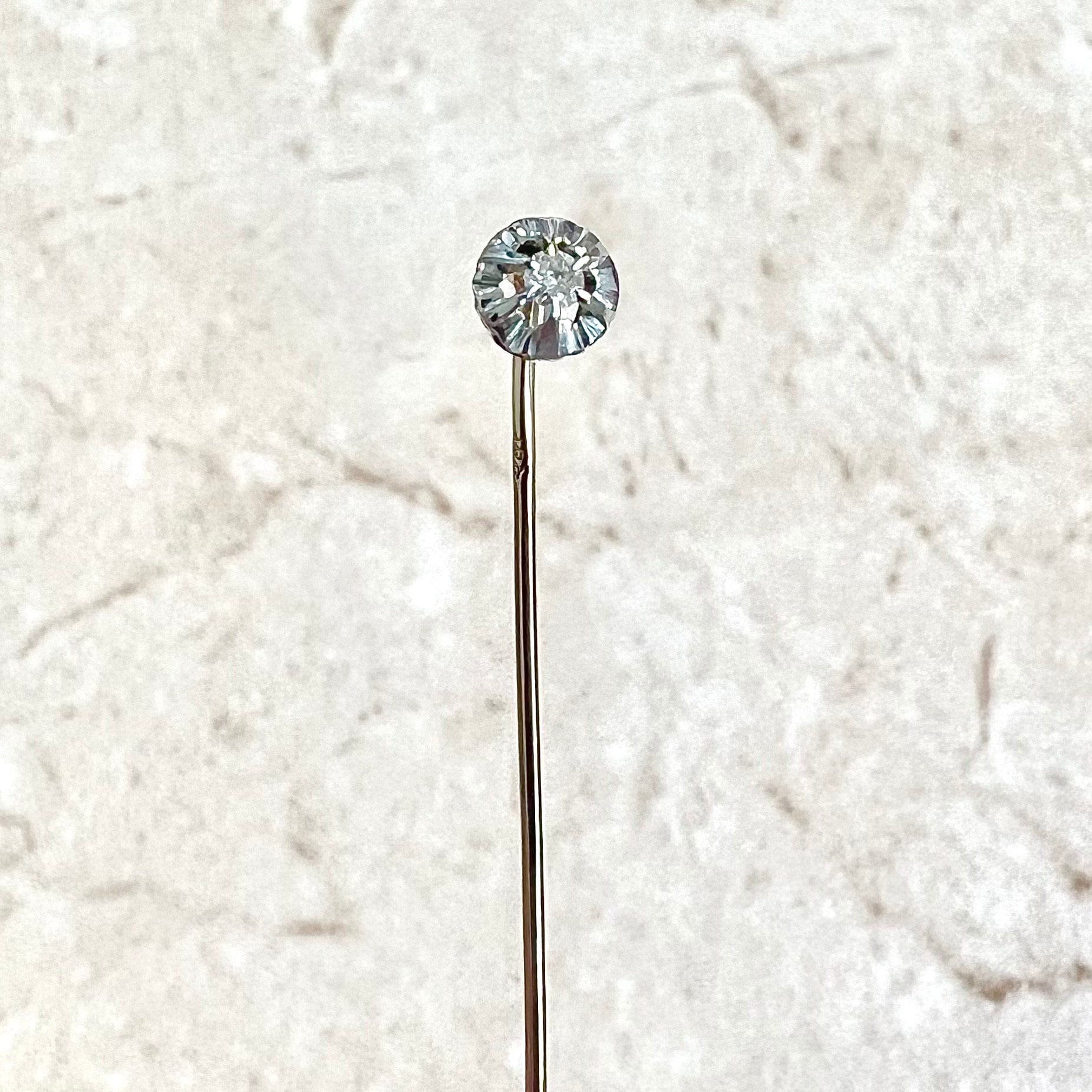 Vintage 18 Karat Yellow Gold & Platinum Diamond Stick Pin / Lapel Pin - WeilJewelry