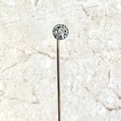 Vintage 18 Karat Yellow Gold & Platinum Diamond Stick Pin / Lapel Pin - WeilJewelry