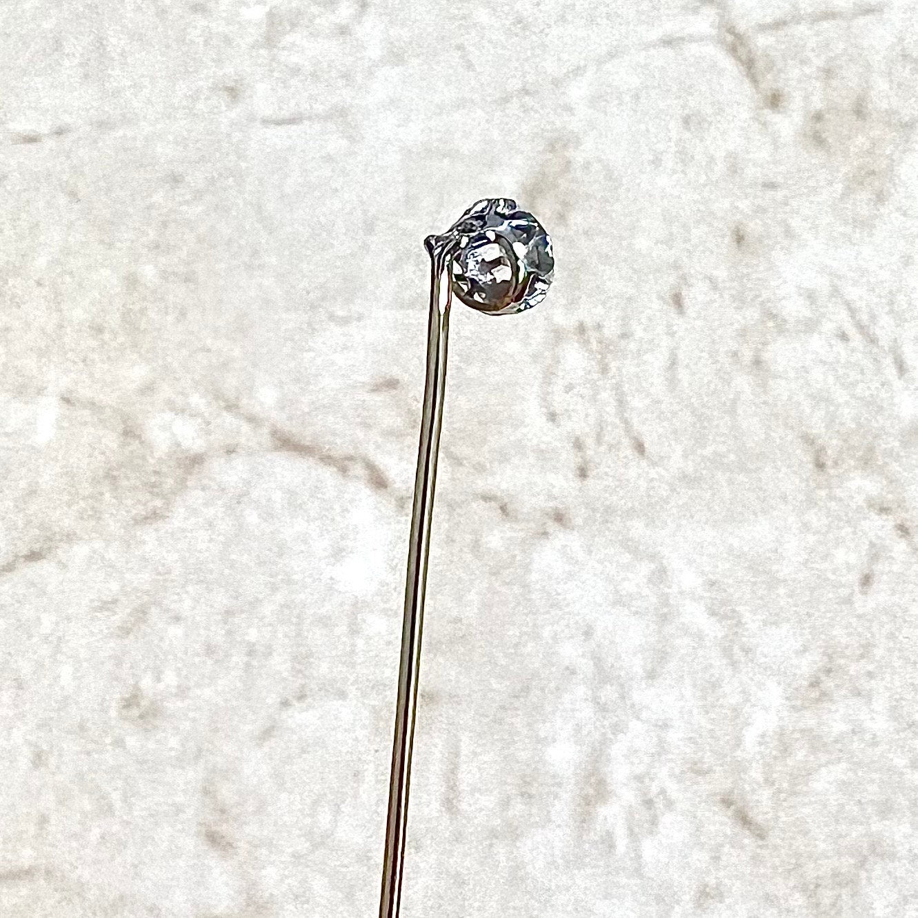 Vintage 18 Karat Yellow Gold & Platinum Diamond Stick Pin / Lapel Pin - WeilJewelry