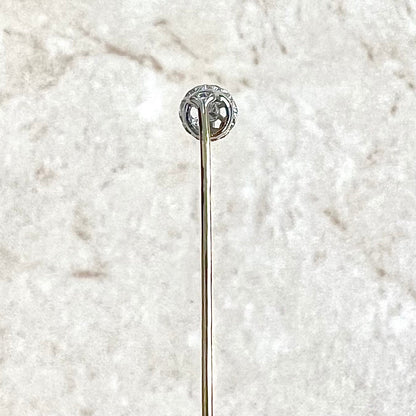 Vintage 18 Karat Yellow Gold & Platinum Diamond Stick Pin / Lapel Pin - WeilJewelry