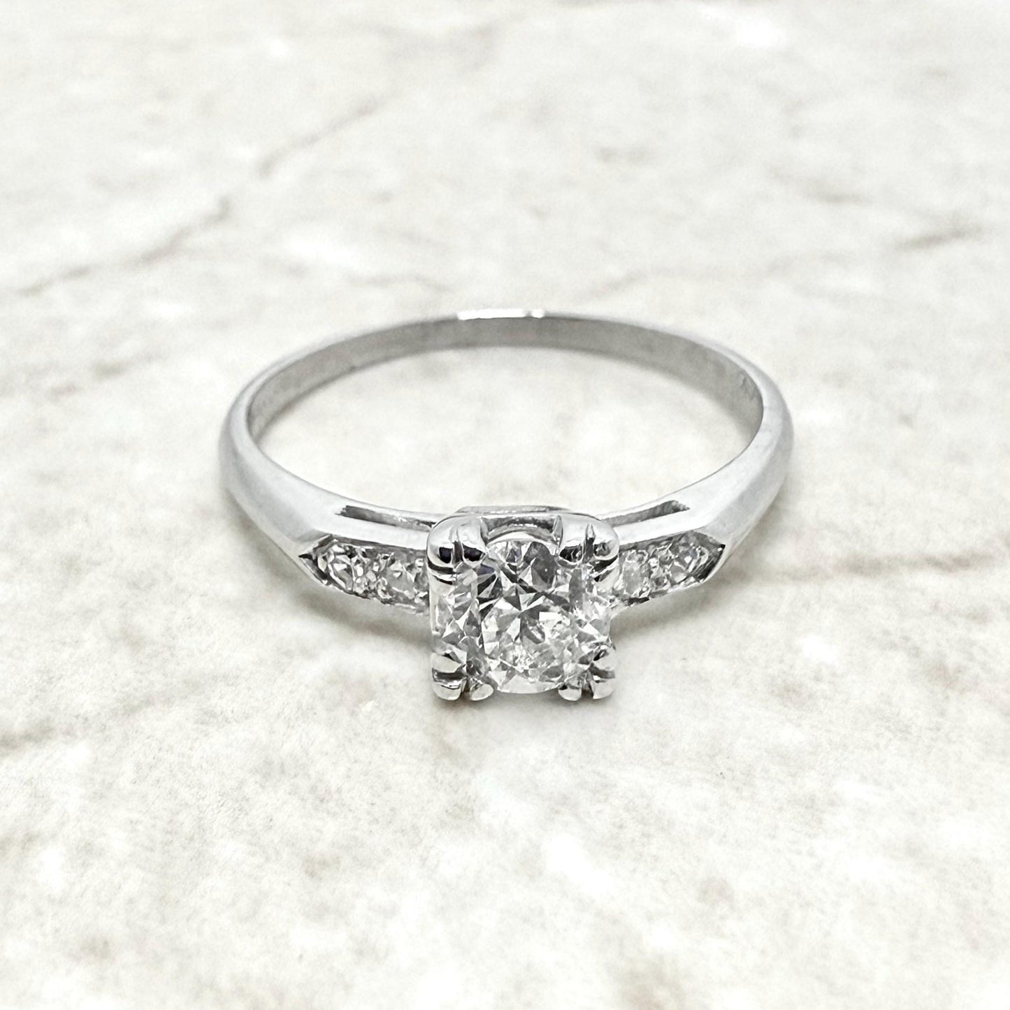 Vintage 1930’s Art Deco Platinum 0.60 Carat Diamond Engagement Ring - WeilJewelry
