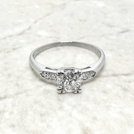 Vintage 1930’s Art Deco Platinum 0.60 Carat Diamond Engagement Ring - WeilJewelry