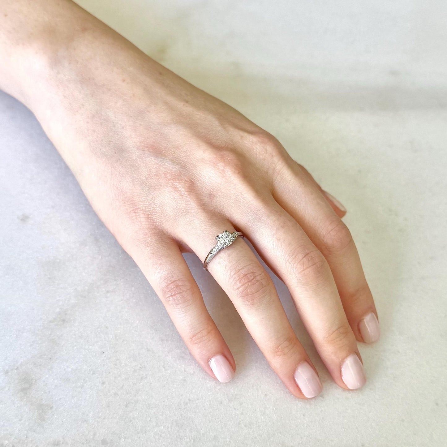 Vintage 1930’s Art Deco Platinum 0.60 Carat Diamond Engagement Ring - WeilJewelry