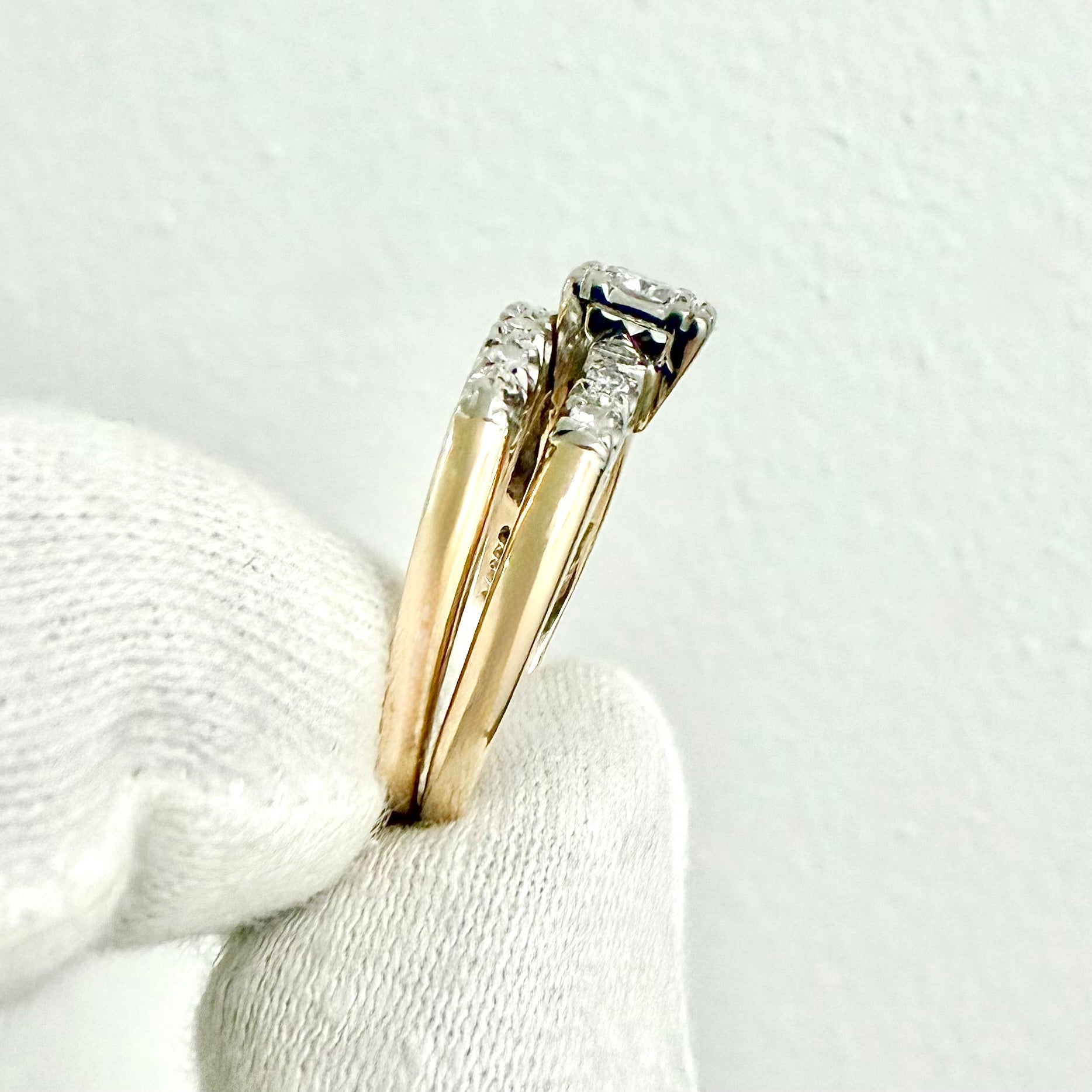 Vintage 1940’s 14K Gold 0.44 Carat Diamond Engagement Ring Set - WeilJewelry