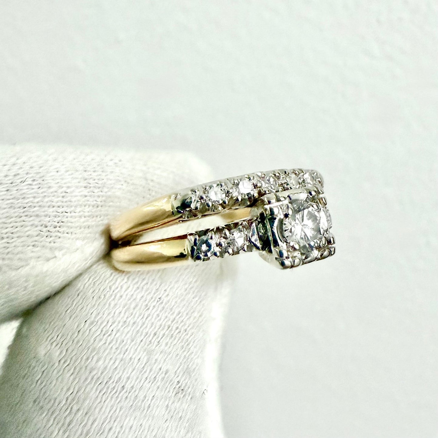 Vintage 1940’s 14K Gold 0.44 Carat Diamond Engagement Ring Set - WeilJewelry