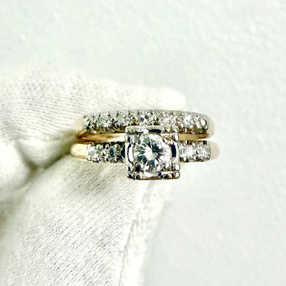Vintage 1940’s 14K Gold 0.44 Carat Diamond Engagement Ring Set - WeilJewelry