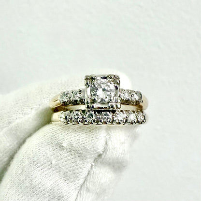 Vintage 1940’s 14K Gold 0.44 Carat Diamond Engagement Ring Set - WeilJewelry
