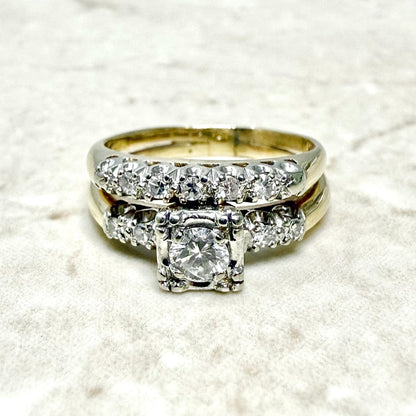 Vintage 1940’s 14K Gold 0.44 Carat Diamond Engagement Ring Set - WeilJewelry