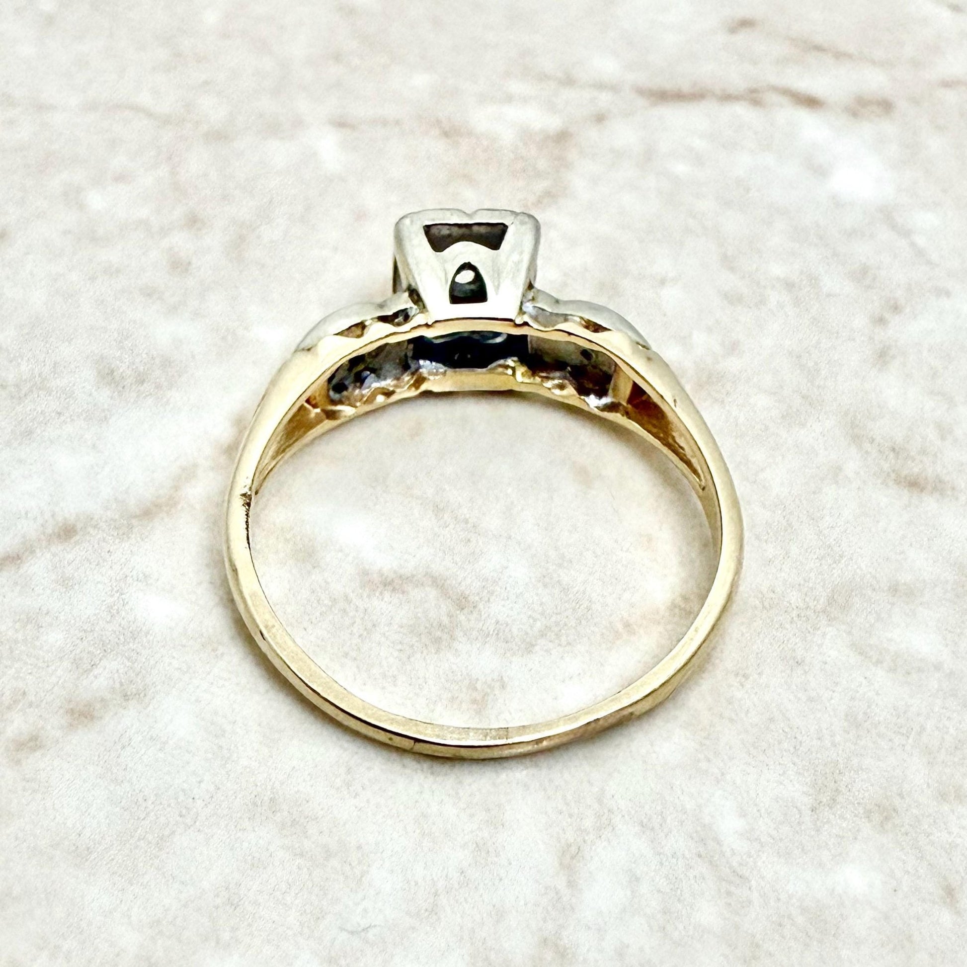 Vintage 1940’s 14K Two - Tone Gold Diamond Solitaire Engagement Ring - WeilJewelry