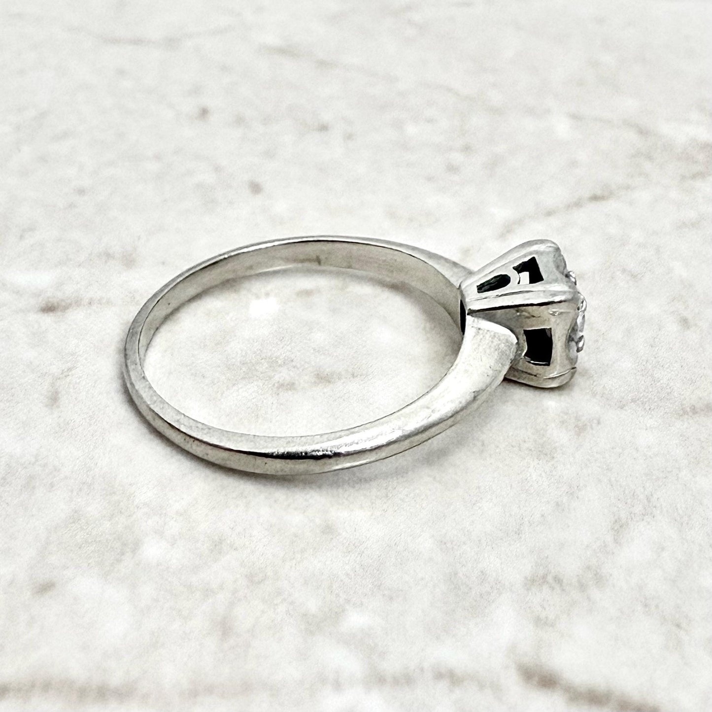 Vintage 1940’s 14K White Gold 0.20 Carat Diamond Engagement Ring - WeilJewelry