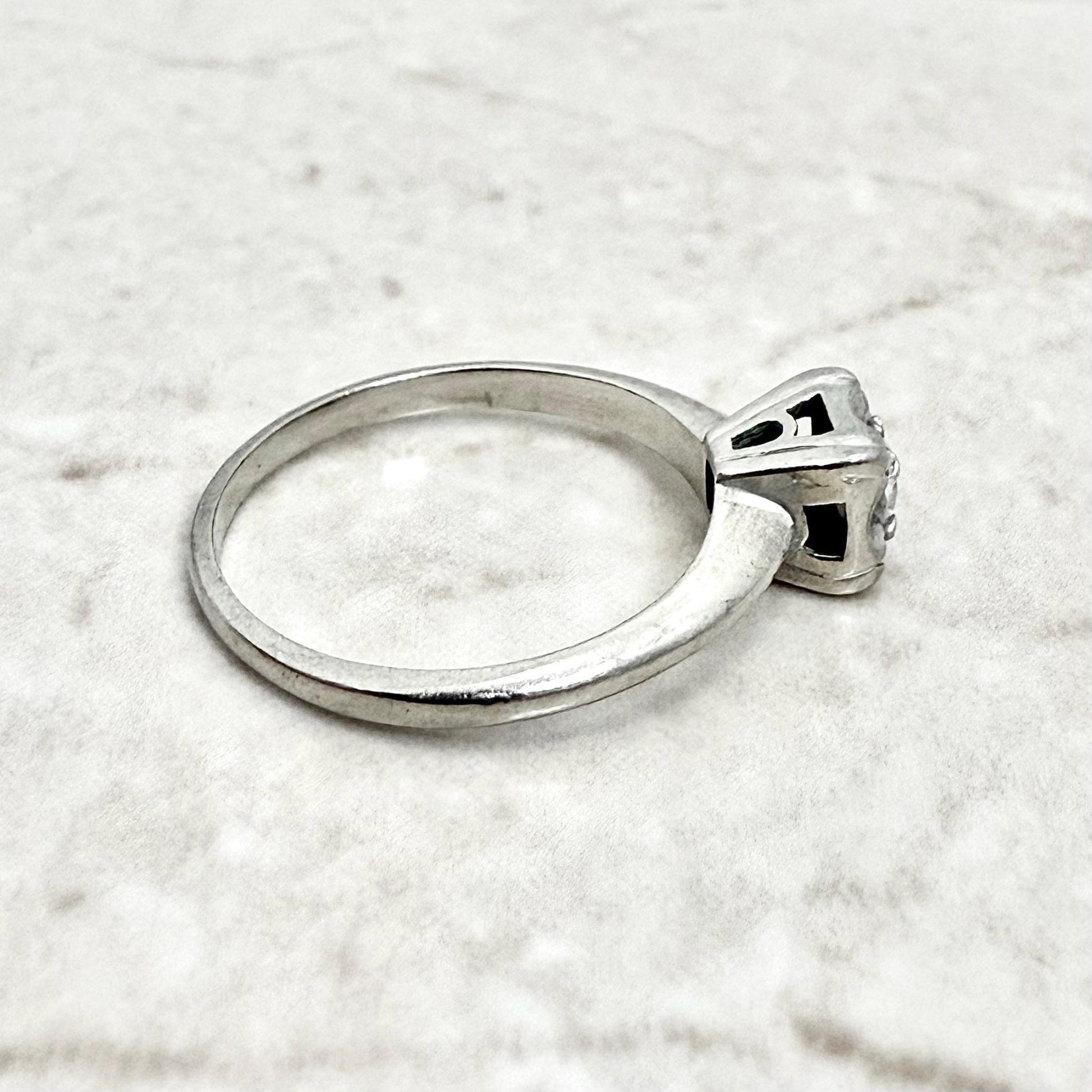 Vintage 1940’s 14K White Gold 0.20 Carat Diamond Engagement Ring - WeilJewelry