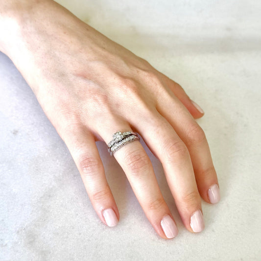 Vintage 1940’s 14K White Gold Diamond Engagement Ring Set - WeilJewelry