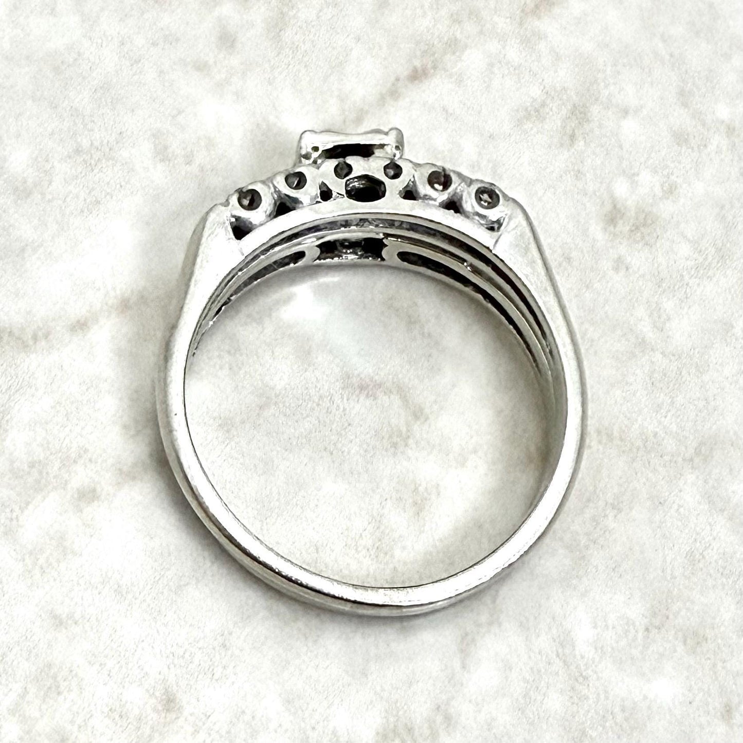 Vintage 1940’s 14K White Gold Diamond Engagement Ring Set - WeilJewelry