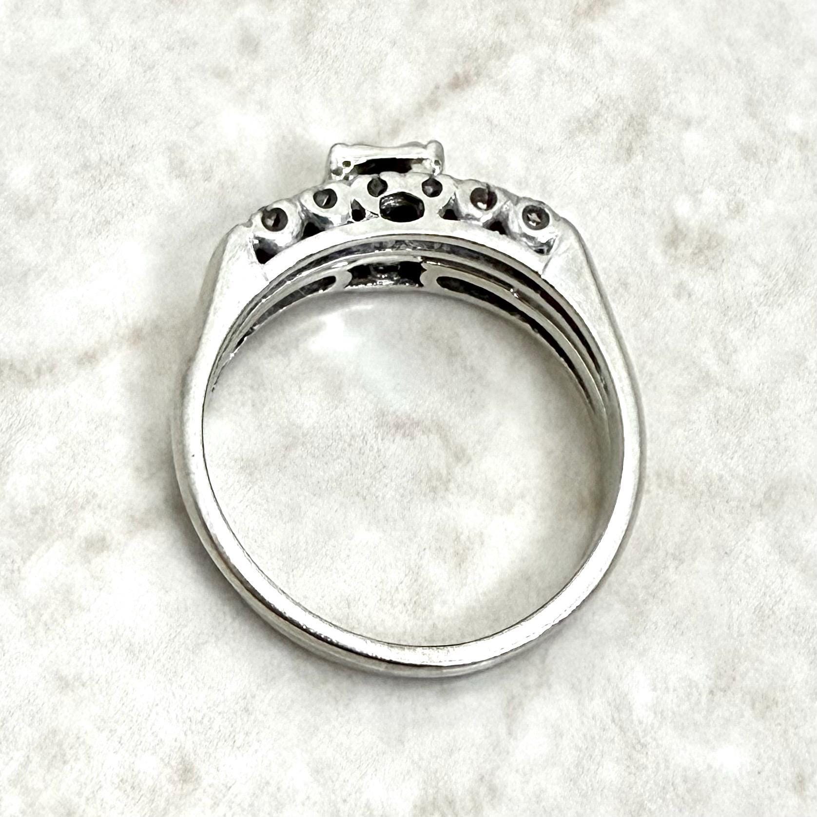 Vintage 1940’s 14K White Gold Diamond Engagement Ring Set - WeilJewelry