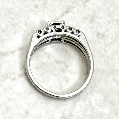 Vintage 1940’s 14K White Gold Diamond Engagement Ring Set - WeilJewelry
