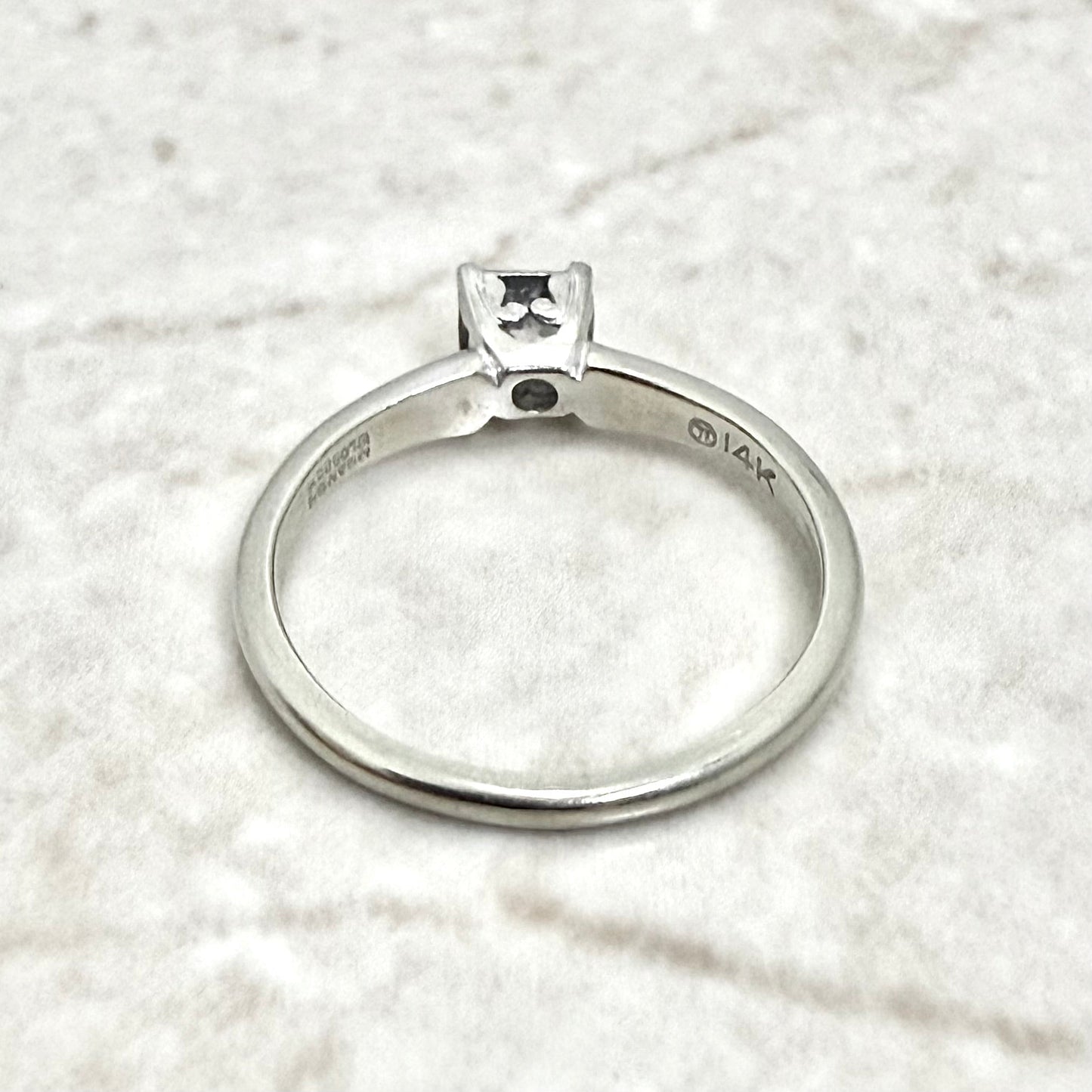 Vintage 1940’s 14K White Good 0.15 Carat Diamond Solitaire Engagement Ring - WeilJewelry