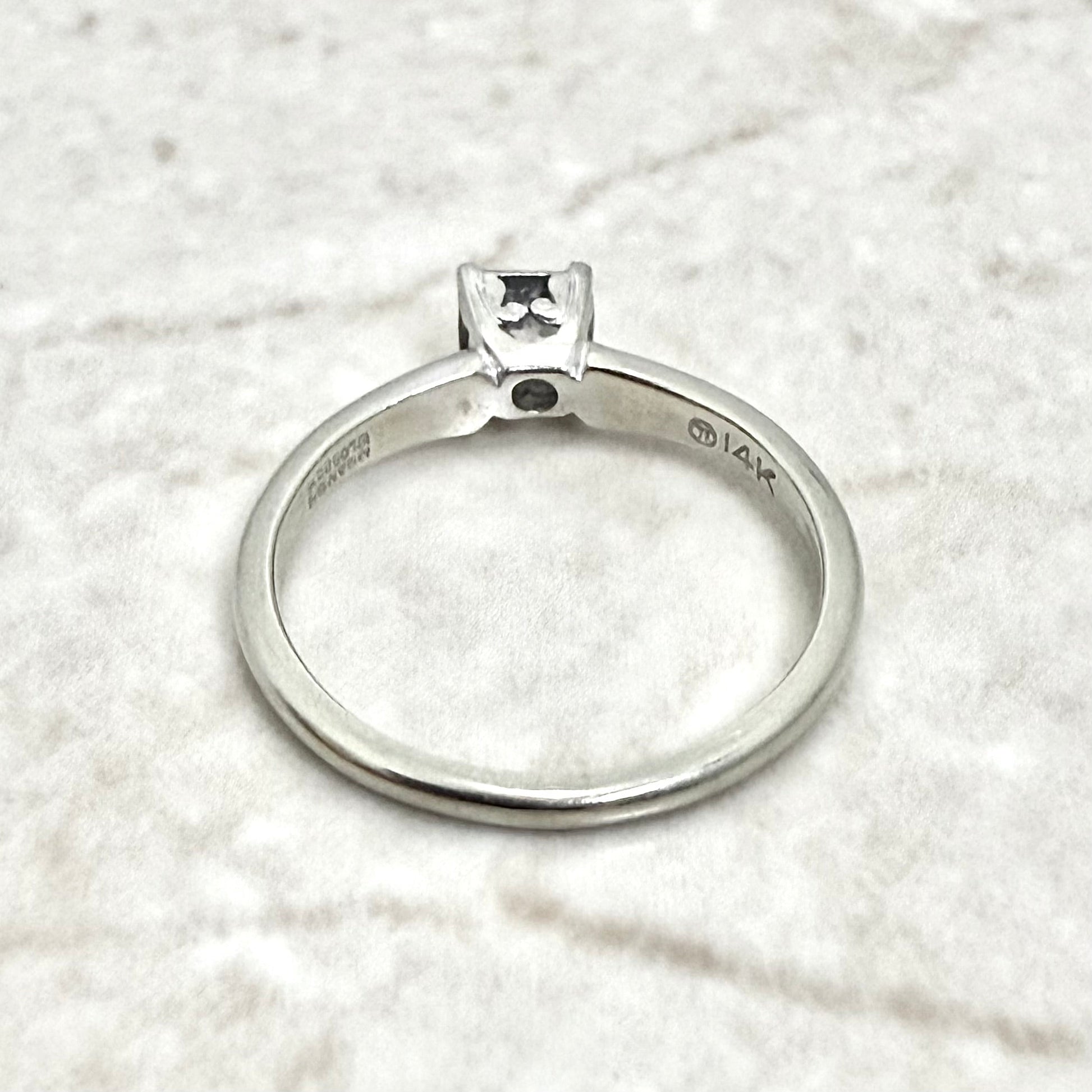 Vintage 1940’s 14K White Good 0.15 Carat Diamond Solitaire Engagement Ring - WeilJewelry