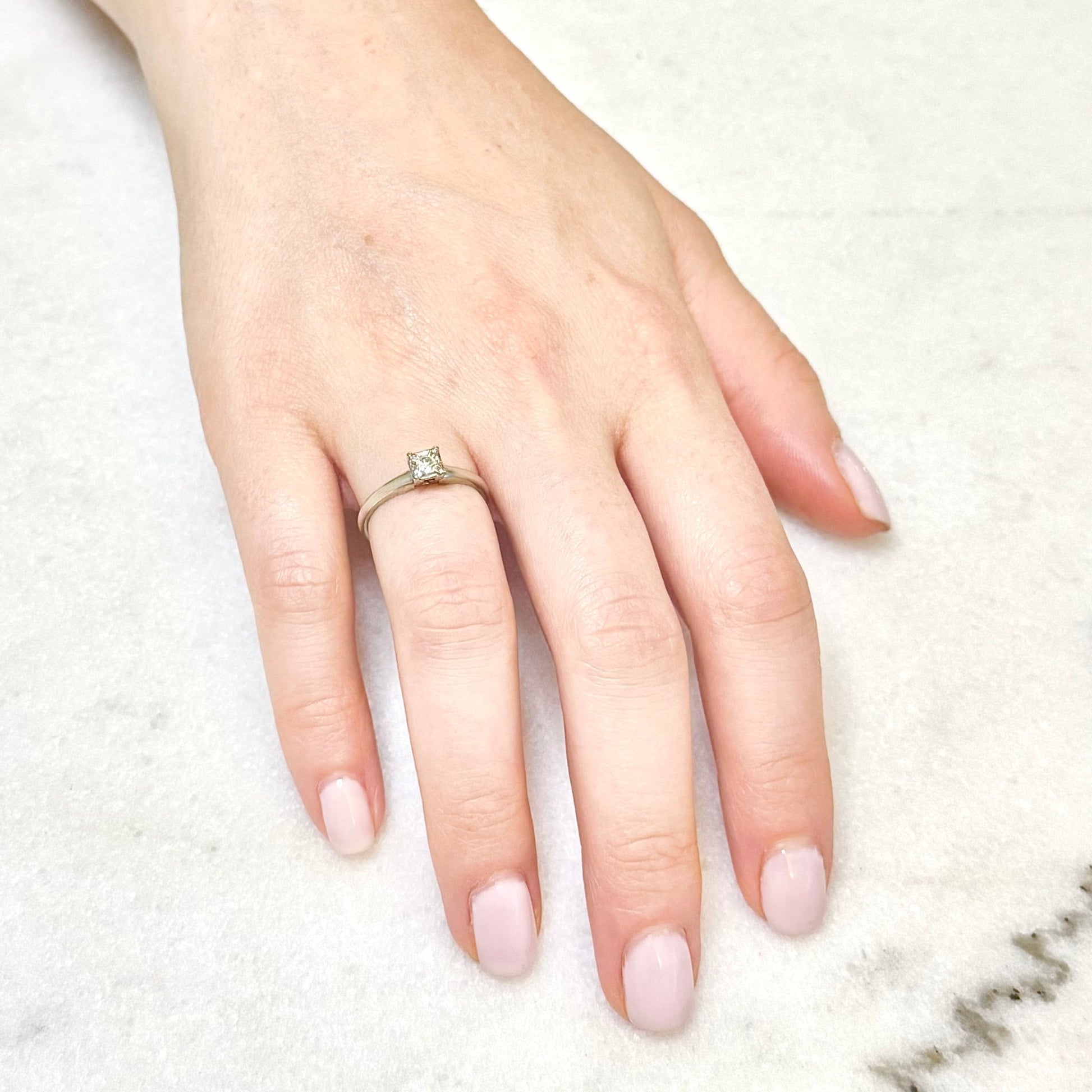 Vintage 1940’s 14K White Good 0.15 Carat Diamond Solitaire Engagement Ring - WeilJewelry