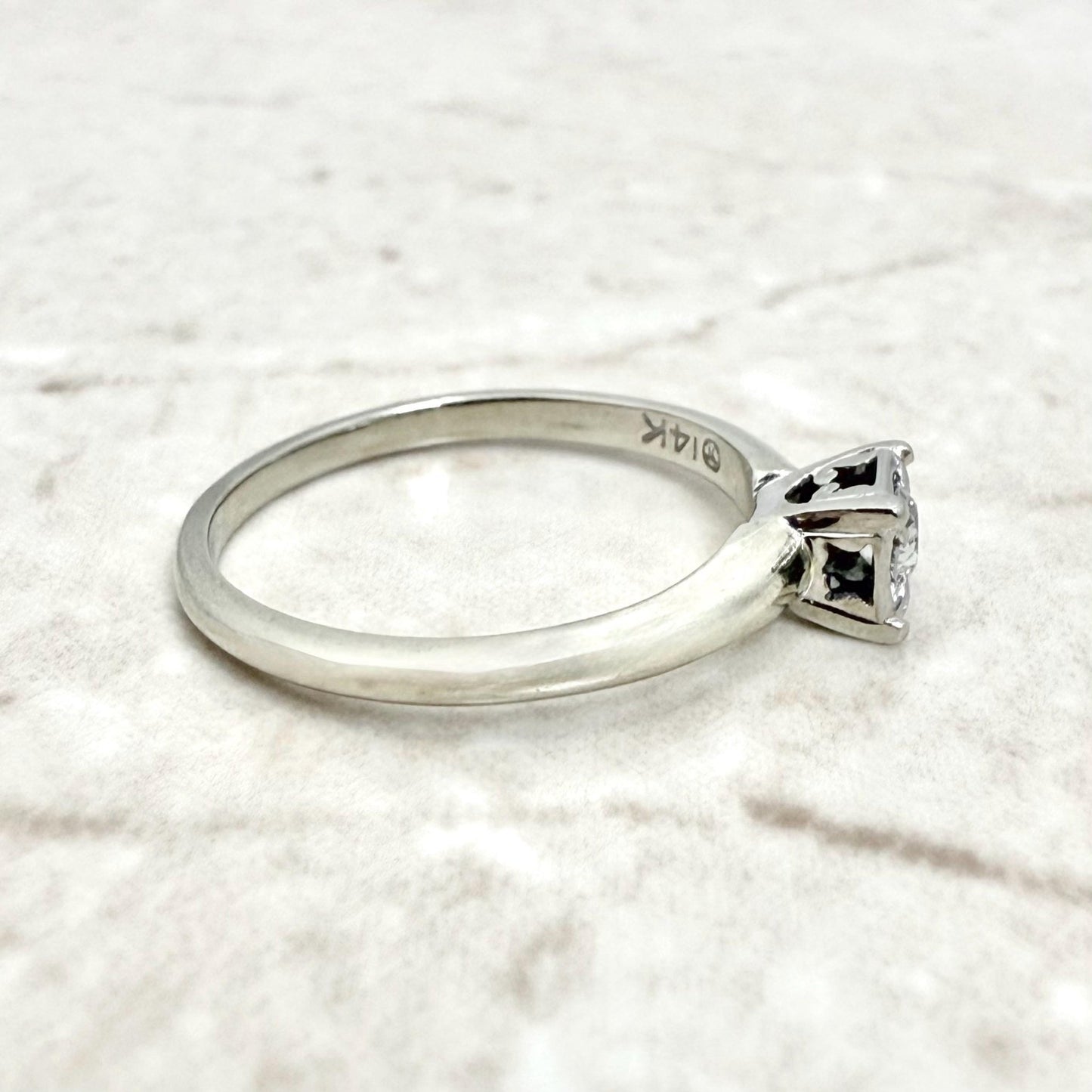 Vintage 1940’s 14K White Good 0.15 Carat Diamond Solitaire Engagement Ring - WeilJewelry