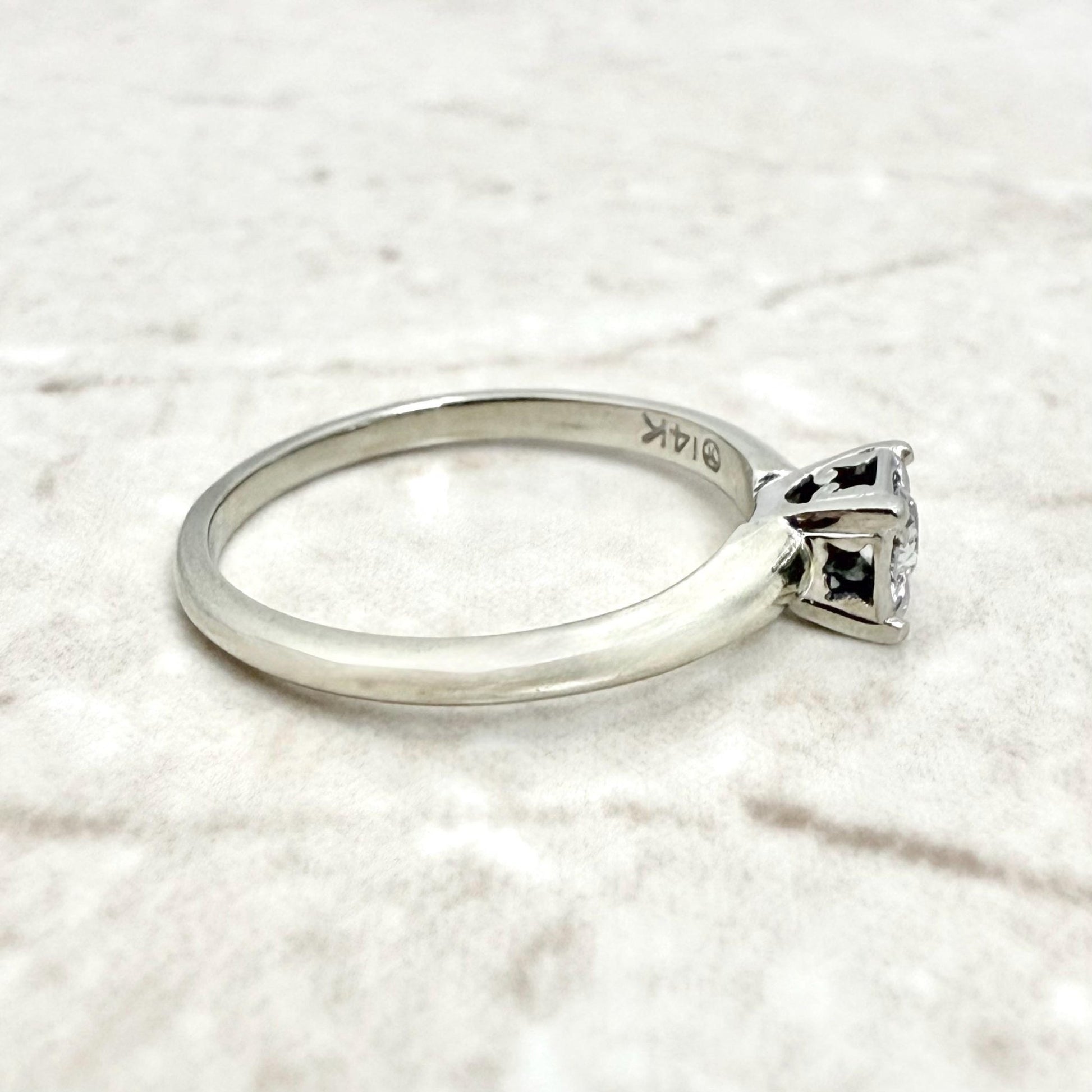 Vintage 1940’s 14K White Good 0.15 Carat Diamond Solitaire Engagement Ring - WeilJewelry