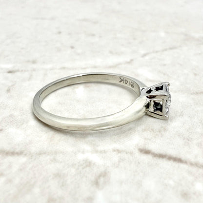 Vintage 1940’s 14K White Good 0.15 Carat Diamond Solitaire Engagement Ring - WeilJewelry
