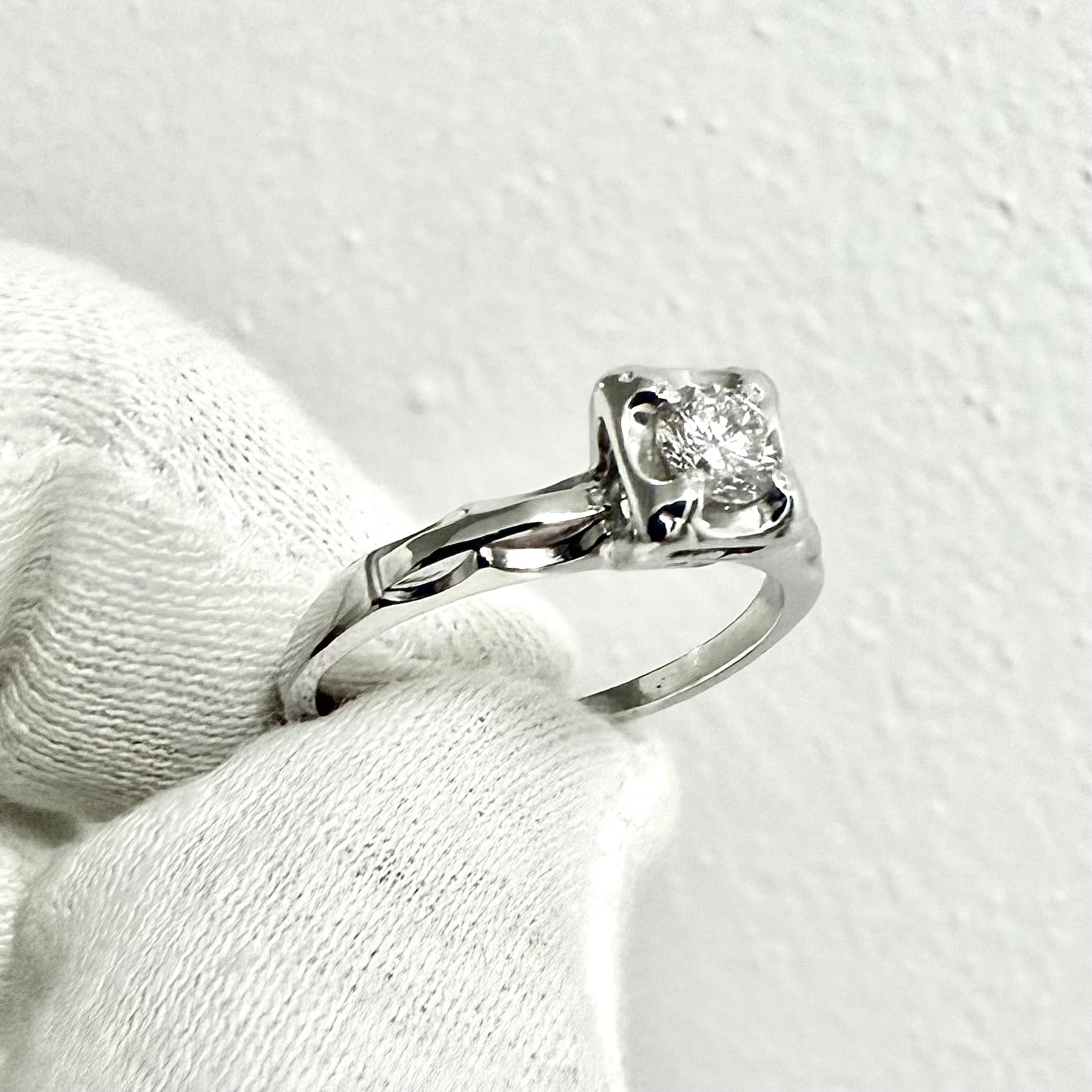 Vintage 1940’s Retro 14 Karat Yellow Gold 0.30 Carat Diamond Solitaire Engagement Ring - WeilJewelry