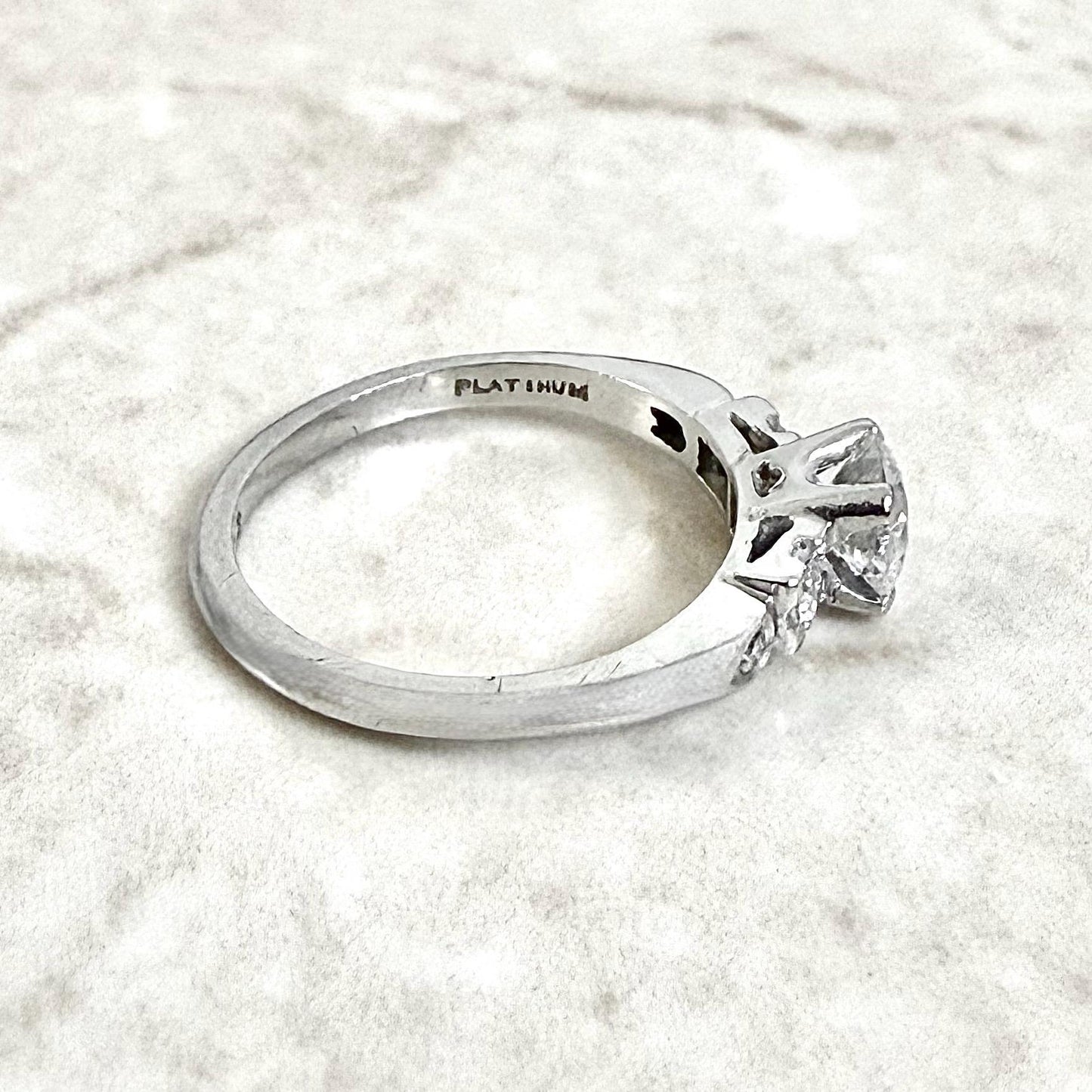Vintage Art Deco 0.64 Carat Platinum Diamond Engagement Ring Set - WeilJewelry