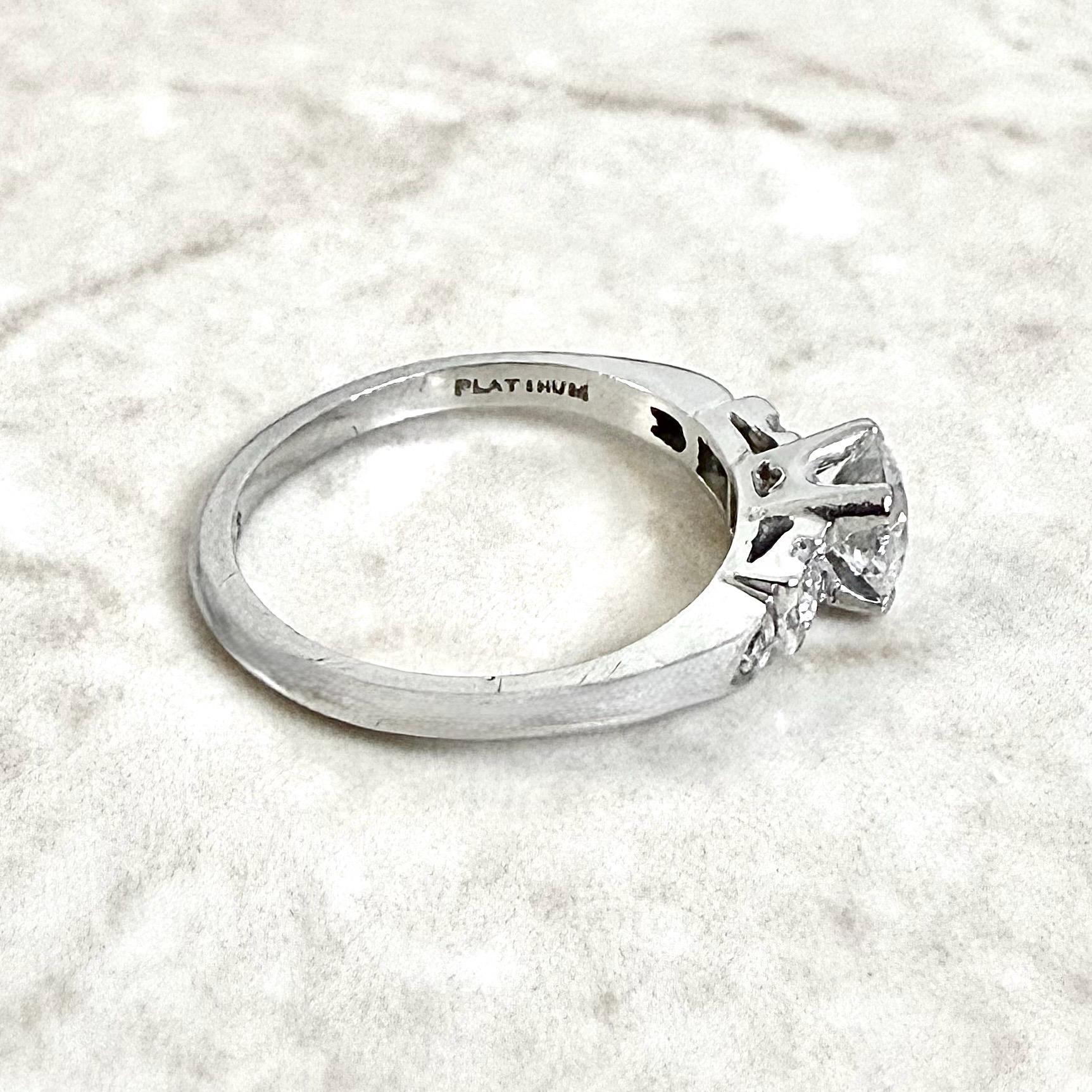 Vintage Art Deco 0.64 Carat Platinum Diamond Engagement Ring Set - WeilJewelry