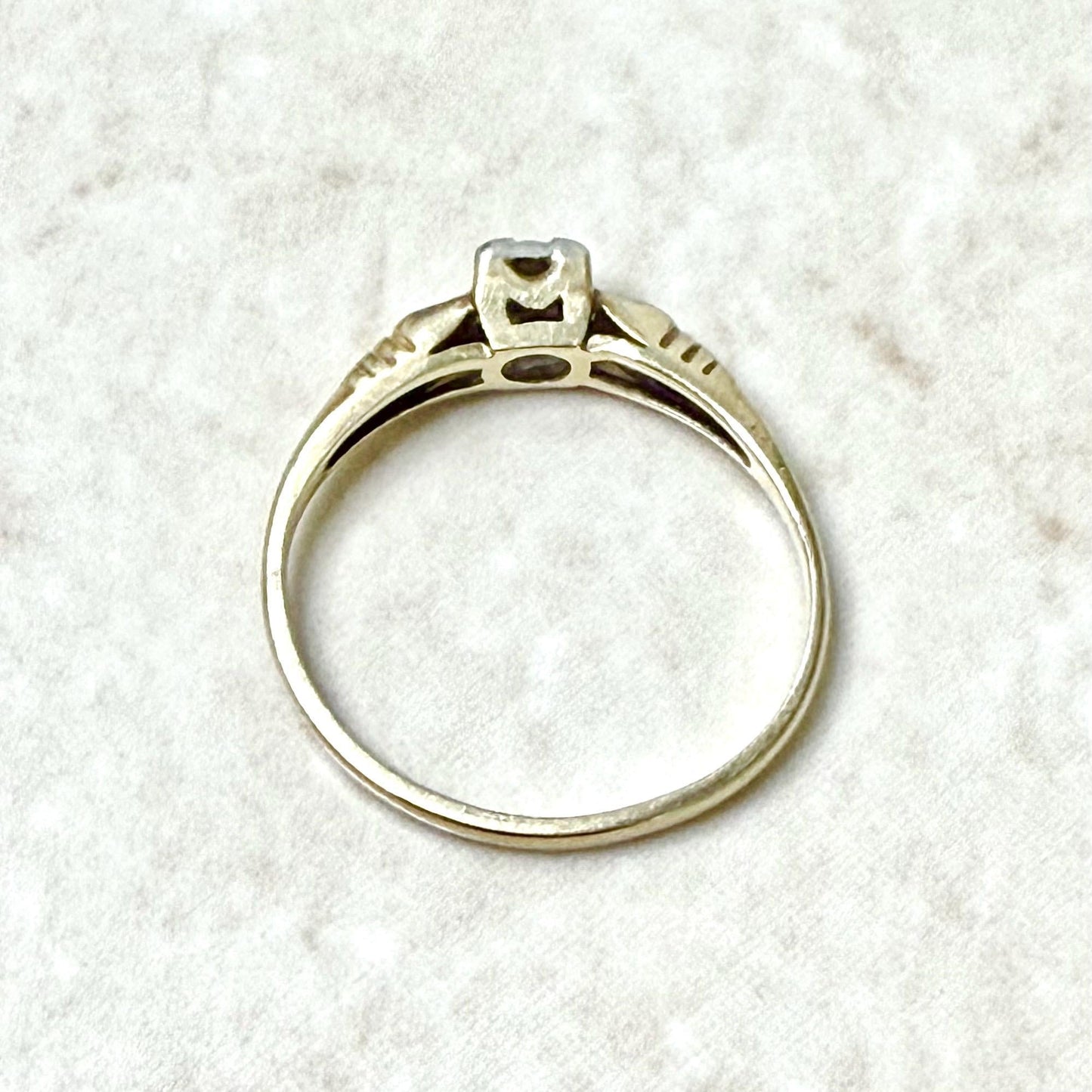 Vintage Art Deco 14 Karat Yellow Gold Diamond Engagement Ring - WeilJewelry