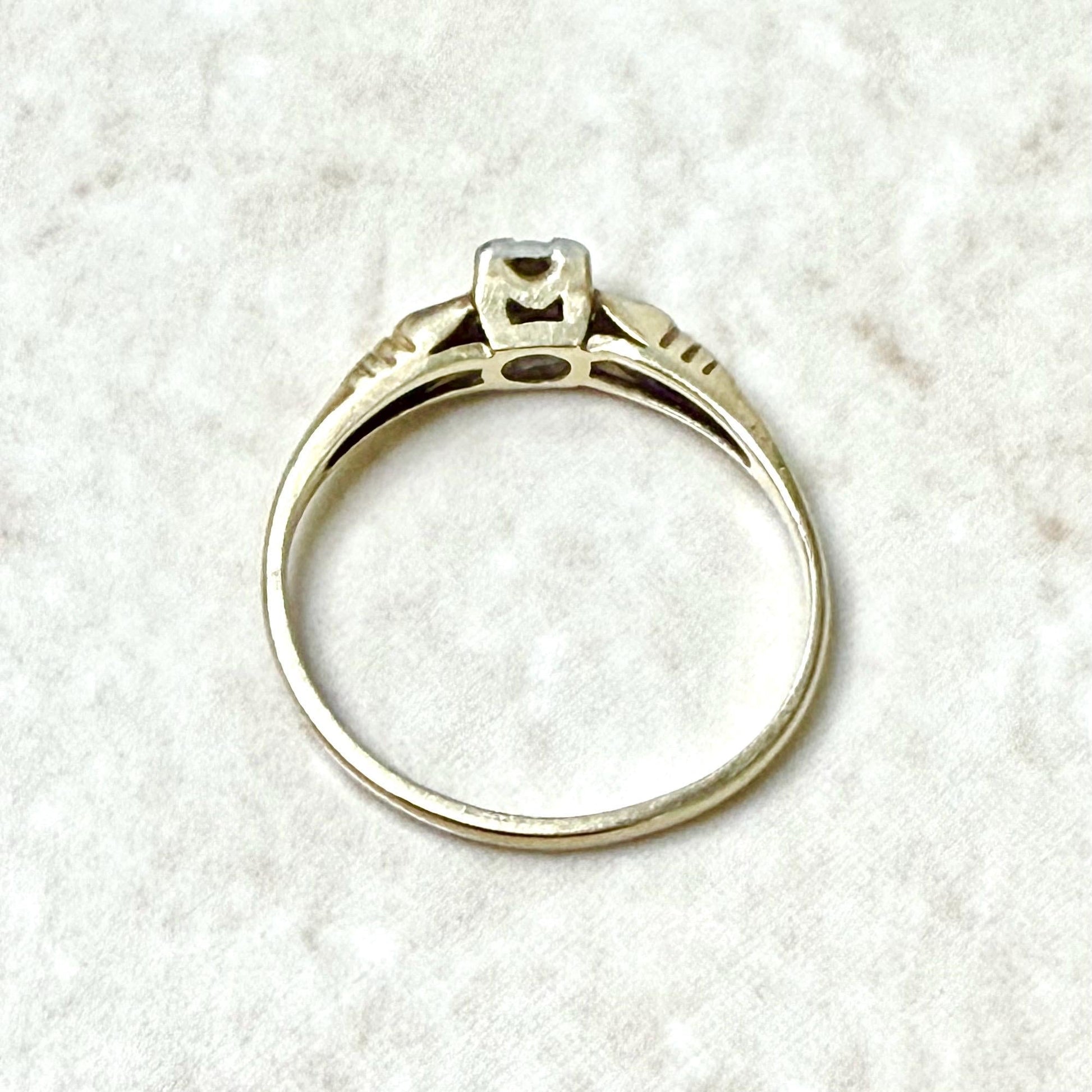 Vintage Art Deco 14 Karat Yellow Gold Diamond Engagement Ring - WeilJewelry