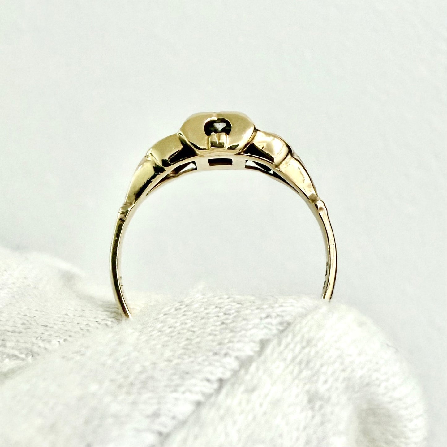 Vintage Art Deco 14K Yellow Gold 0.03 Carat Diamond Solitaire Ring - WeilJewelry
