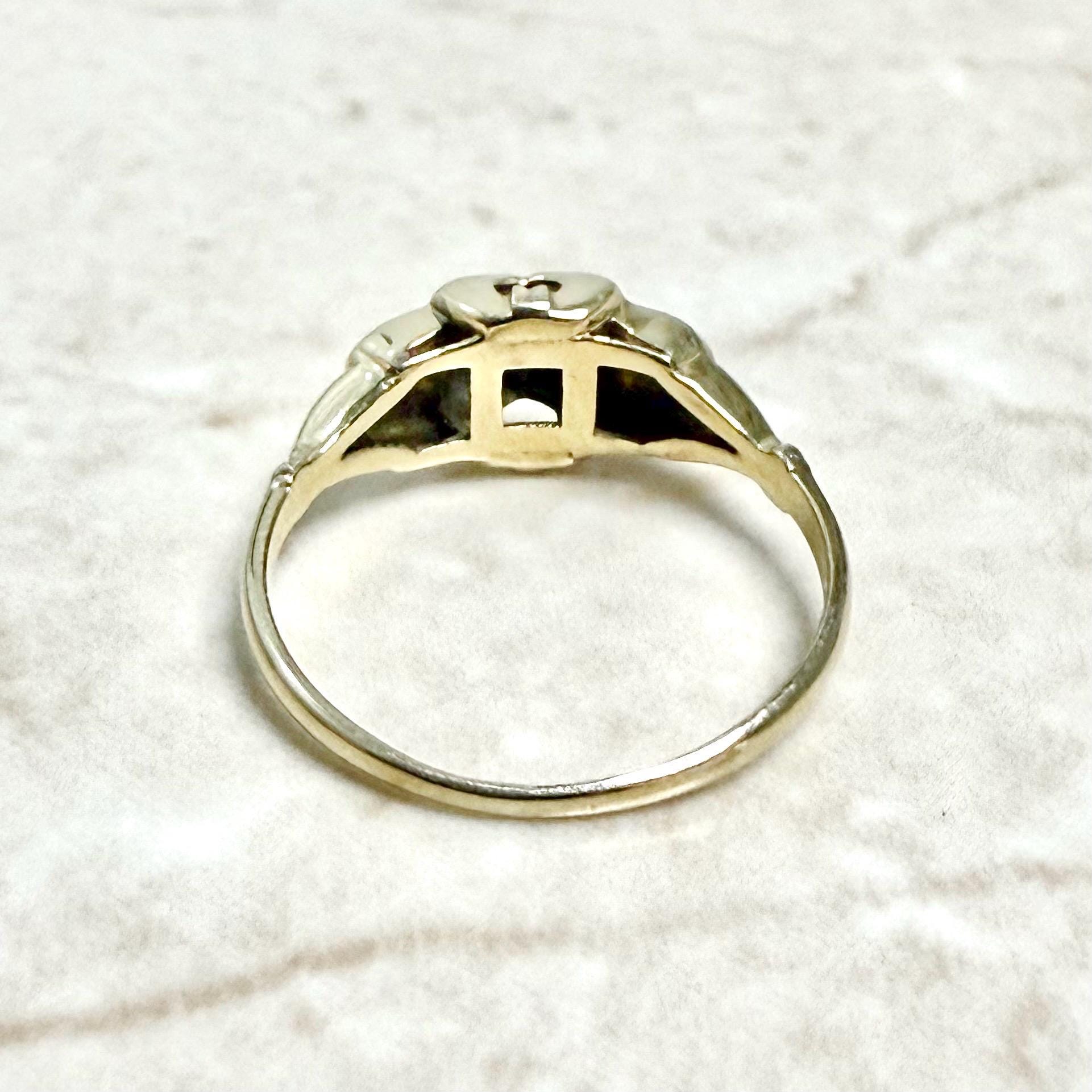 Vintage Art Deco 14K Yellow Gold 0.03 Carat Diamond Solitaire Ring - WeilJewelry