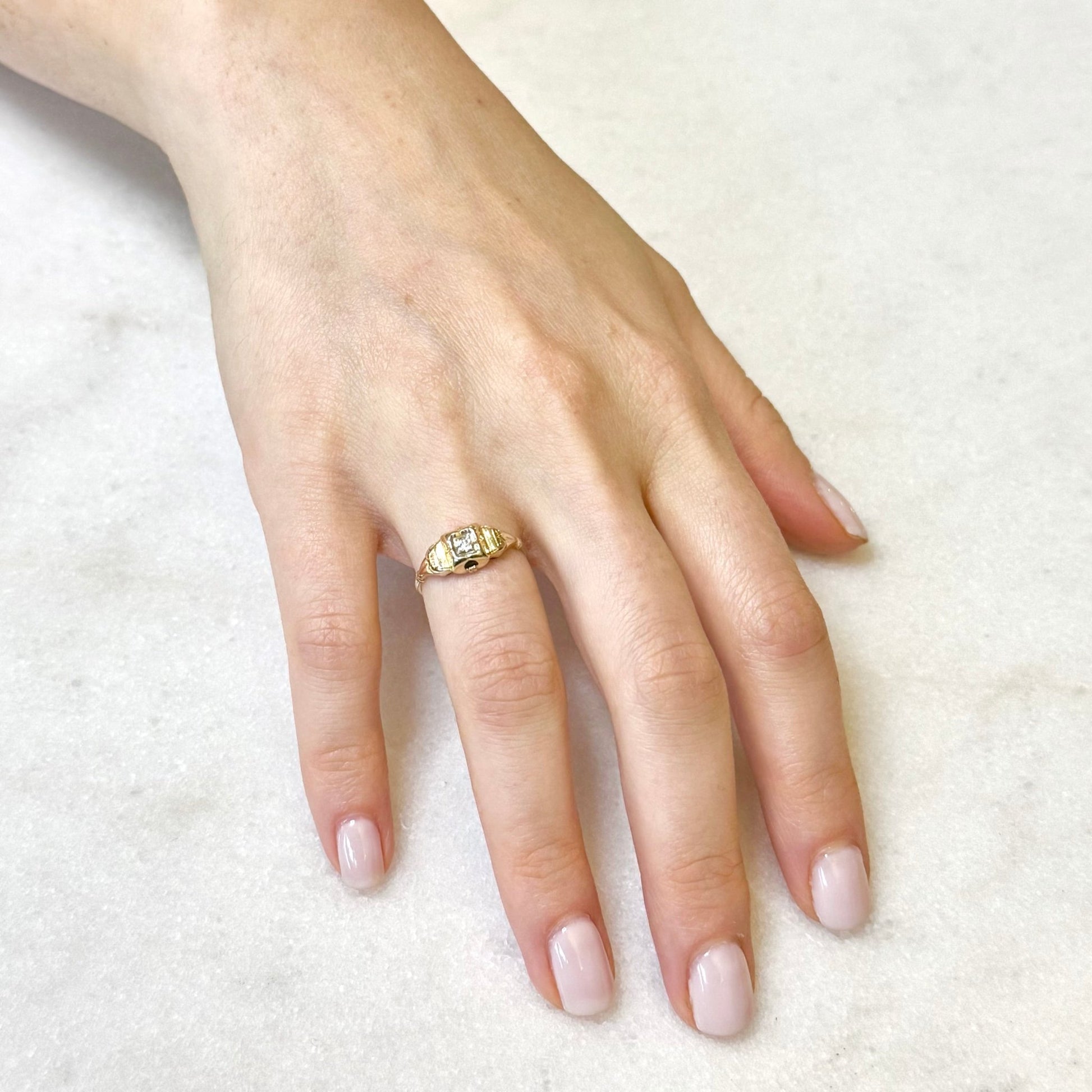 Vintage Art Deco 14K Yellow Gold 0.03 Carat Diamond Solitaire Ring - WeilJewelry