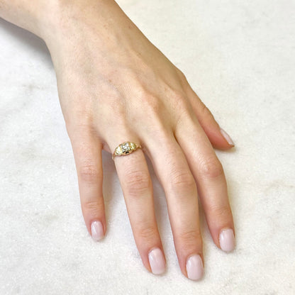 Vintage Art Deco 14K Yellow Gold 0.03 Carat Diamond Solitaire Ring - WeilJewelry