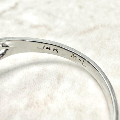 Vintage Art Deco Filigree 14K White Gold Amethyst Solitaire Ring - WeilJewelry