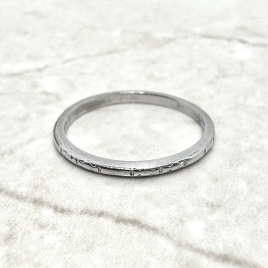 Vintage Art Deco Platinum Wedding Band Ring 1.7 MM - WeilJewelry