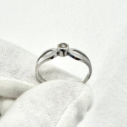 Vintage Italian 18 Karat White Gold Diamond Solitaire Ring - WeilJewelry
