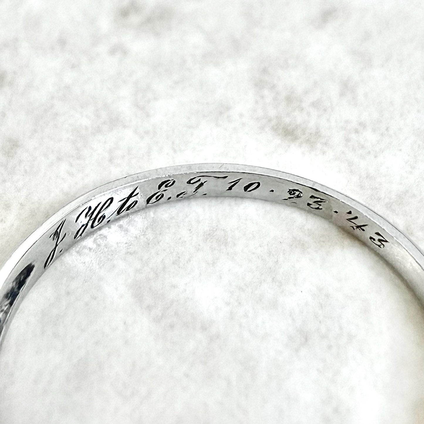 Vintage Late Art Deco Platinum Diamond Wedding Band Ring - WeilJewelry