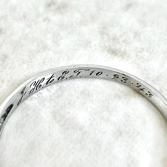 Vintage Late Art Deco Platinum Diamond Wedding Band Ring - WeilJewelry