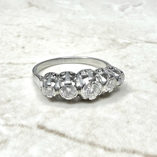 Vintage Platinum 0.75 Carat Diamond 5 - Stone Ring - WeilJewelry