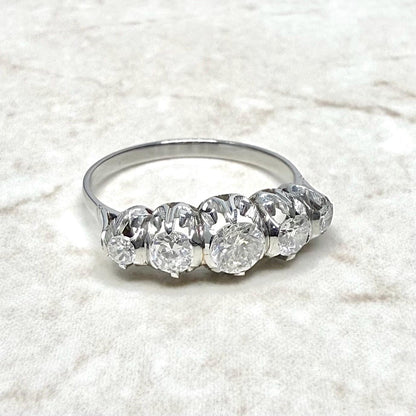 Vintage Platinum 0.90 Carat Diamond 5 - Stone Ring - WeilJewelry