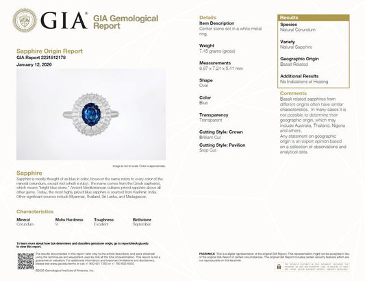 Vintage Platinum 3 Carats Untreated Sapphire & Diamond Halo Ring - WeilJewelry