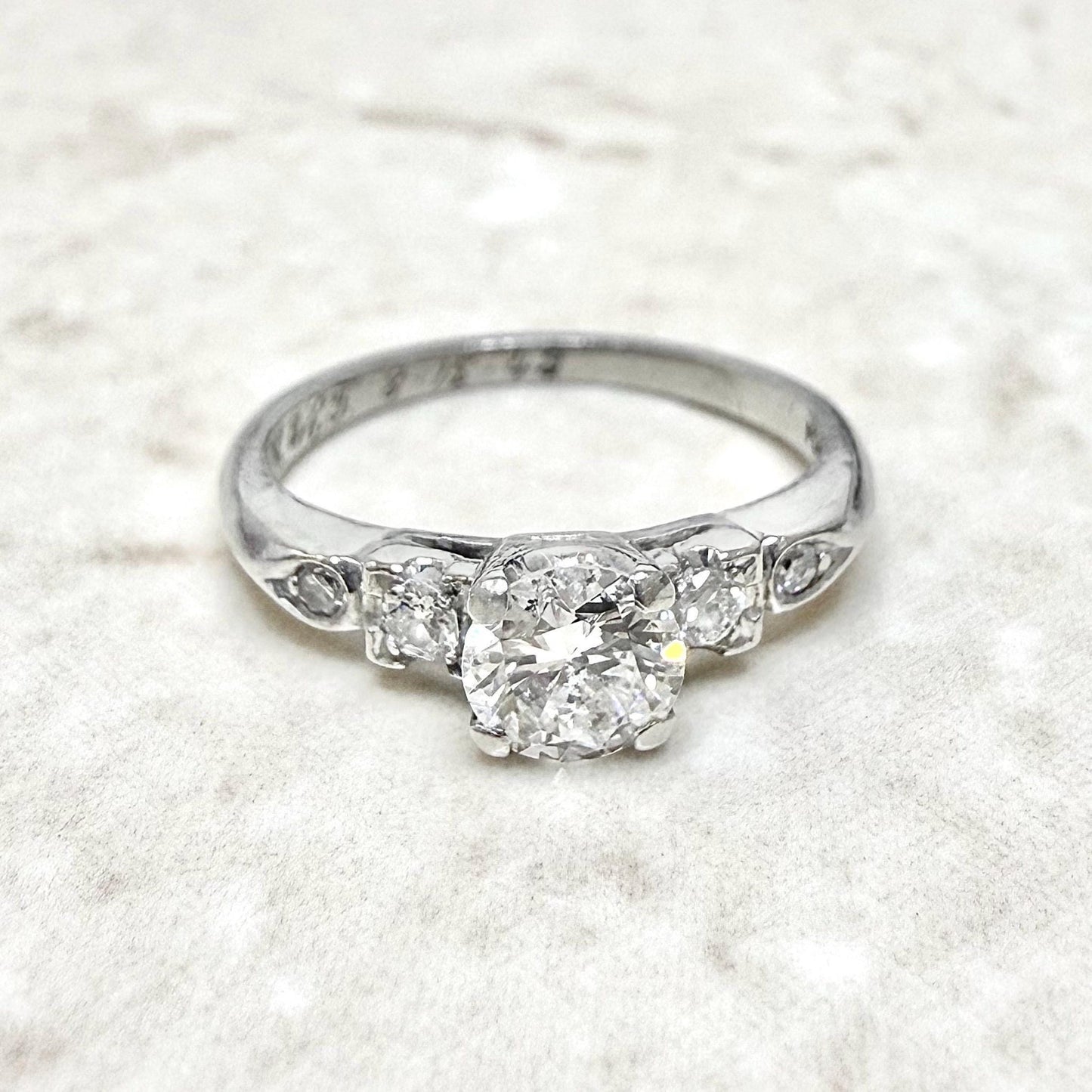 Vintage Platinum Art Deco 0.57 Carat Platinum Diamond Engagement Ring - WeilJewelry