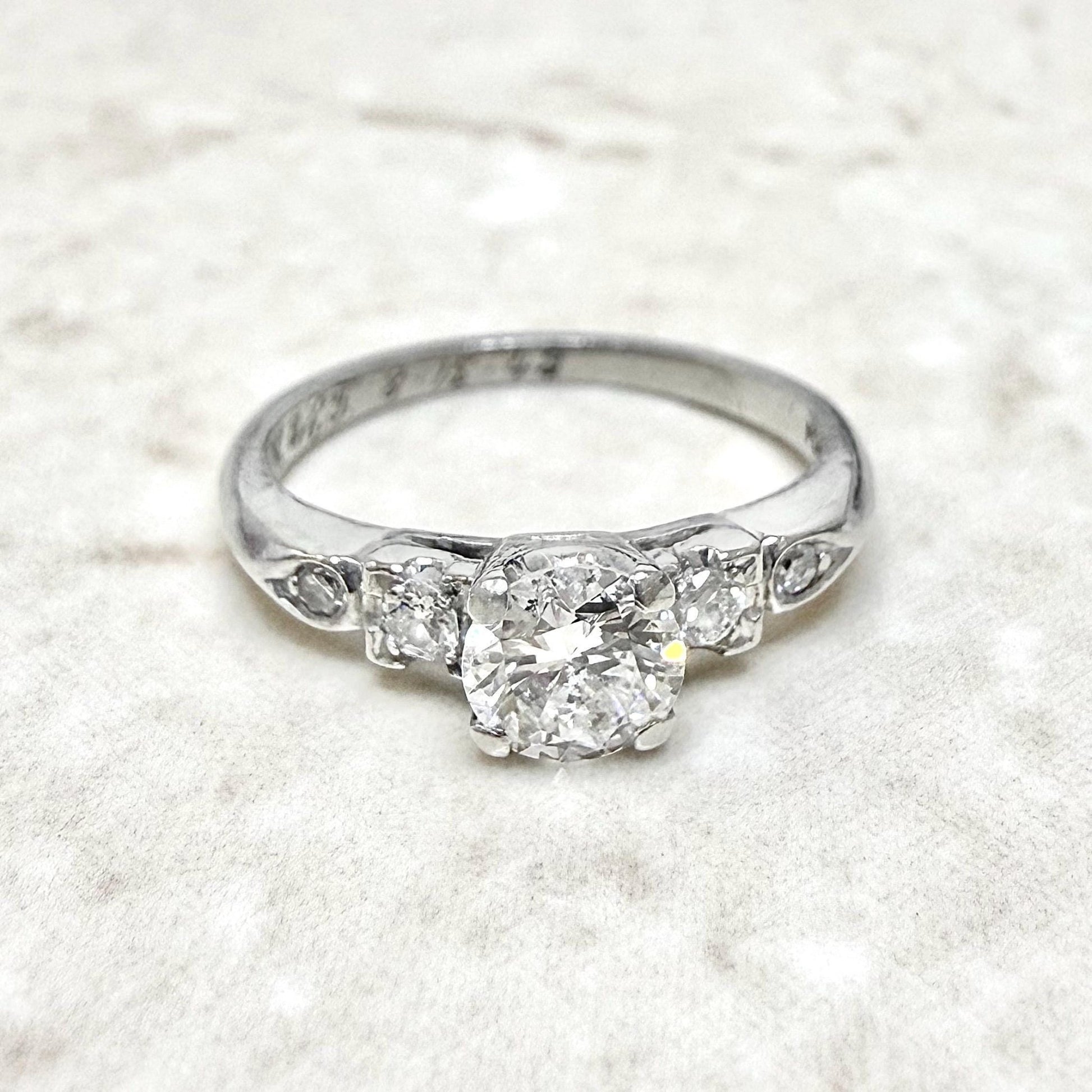 Vintage Platinum Art Deco 0.57 Carat Platinum Diamond Engagement Ring - WeilJewelry