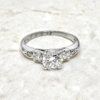Vintage Platinum Art Deco 0.57 Carat Platinum Diamond Engagement Ring - WeilJewelry