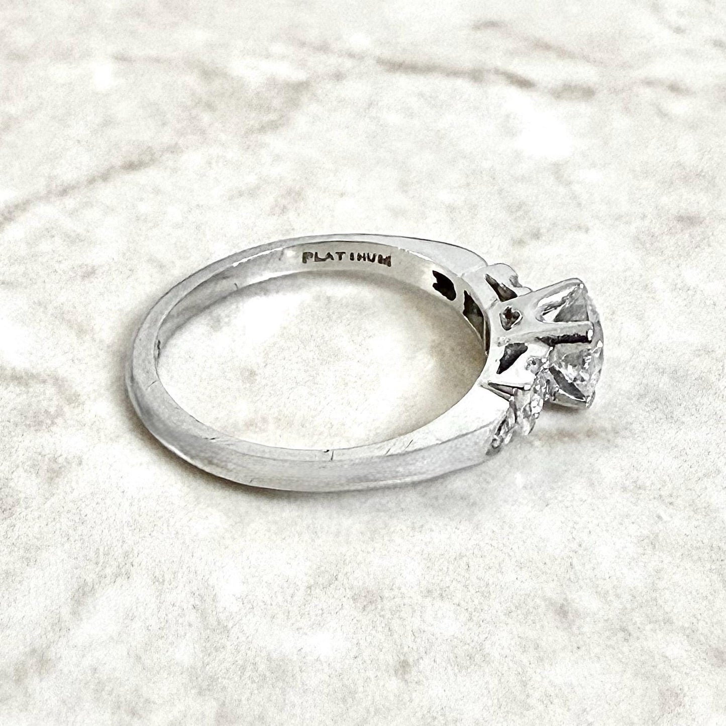 Vintage Platinum Art Deco 0.57 Carat Platinum Diamond Engagement Ring - WeilJewelry