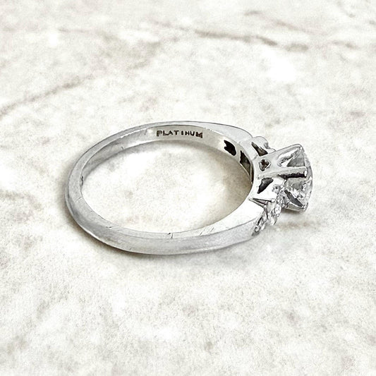 Vintage Platinum Art Deco 0.57 Carat Platinum Diamond Engagement Ring - WeilJewelry